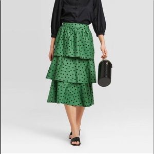 Who What Wear Polka Dot Midi Skirt